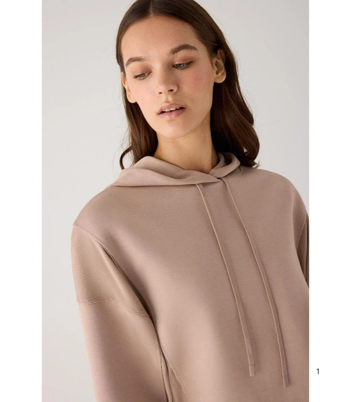 Sudadera Afelpada de Mujer con Capucha en Color Beige Ysabel Mora 70745