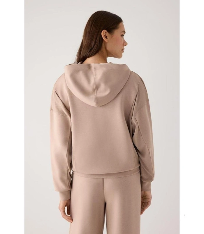 Sudadera Afelpada de Mujer con Capucha en Color Beige Ysabel Mora 70745