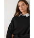 Sudadera Afelpada de Mujer con Cuello Redondo en Color Negro Ysabel Mora 70746