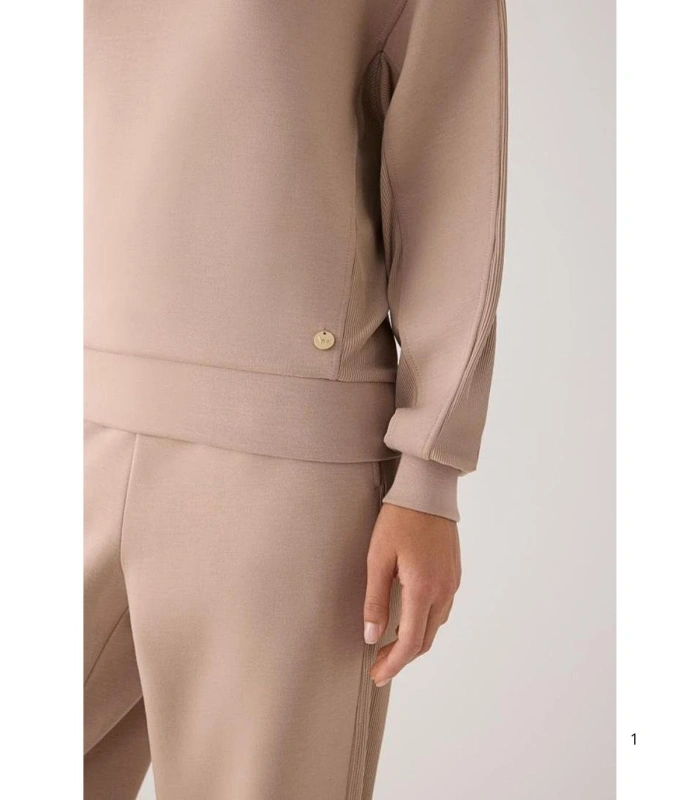 Sudadera Afelpada de Mujer con Cuello Redondo en Color Beige Ysabel Mora 70746