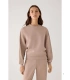 Sudadera Afelpada de Mujer con Cuello Redondo en Color Beige Ysabel Mora 70746