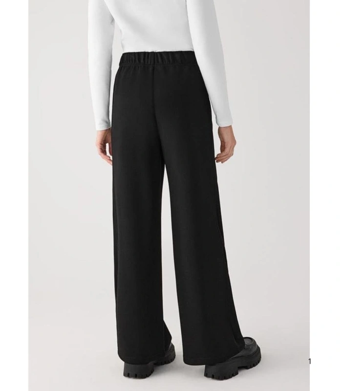 Pantalón Ancho Afelpado de Mujer con Tiro Alto en Color Negro Ysabel Mora 70747