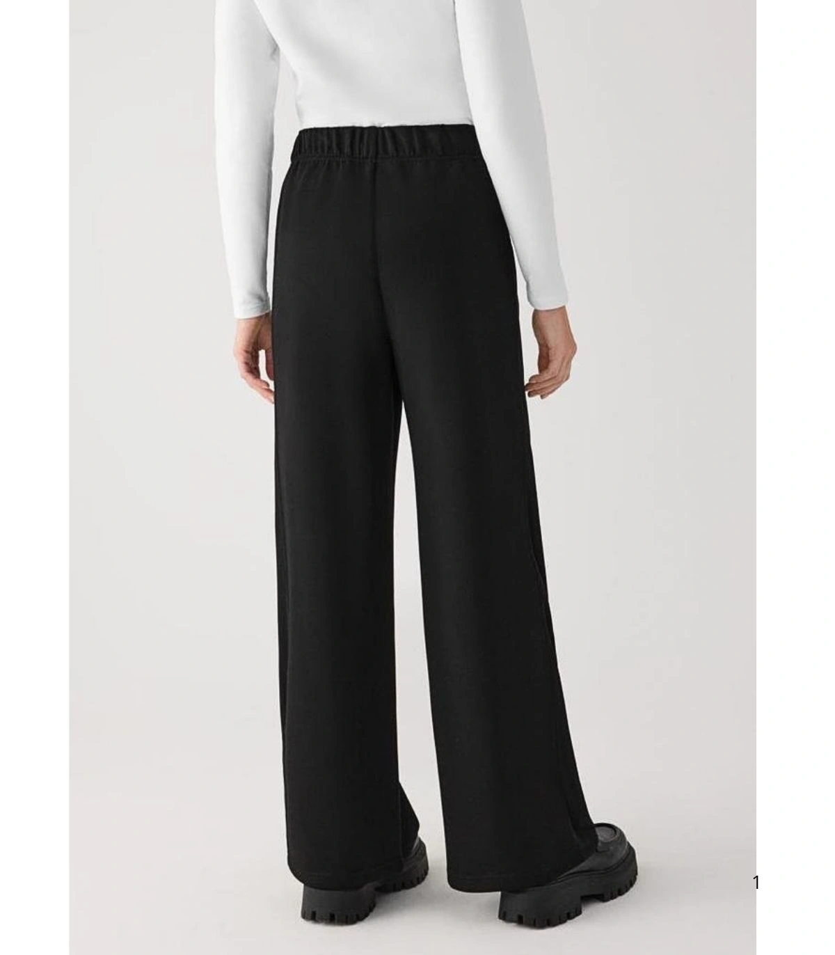 Pantalón Ancho Afelpado de Mujer con Tiro Alto en Color Negro Ysabel Mora 70747