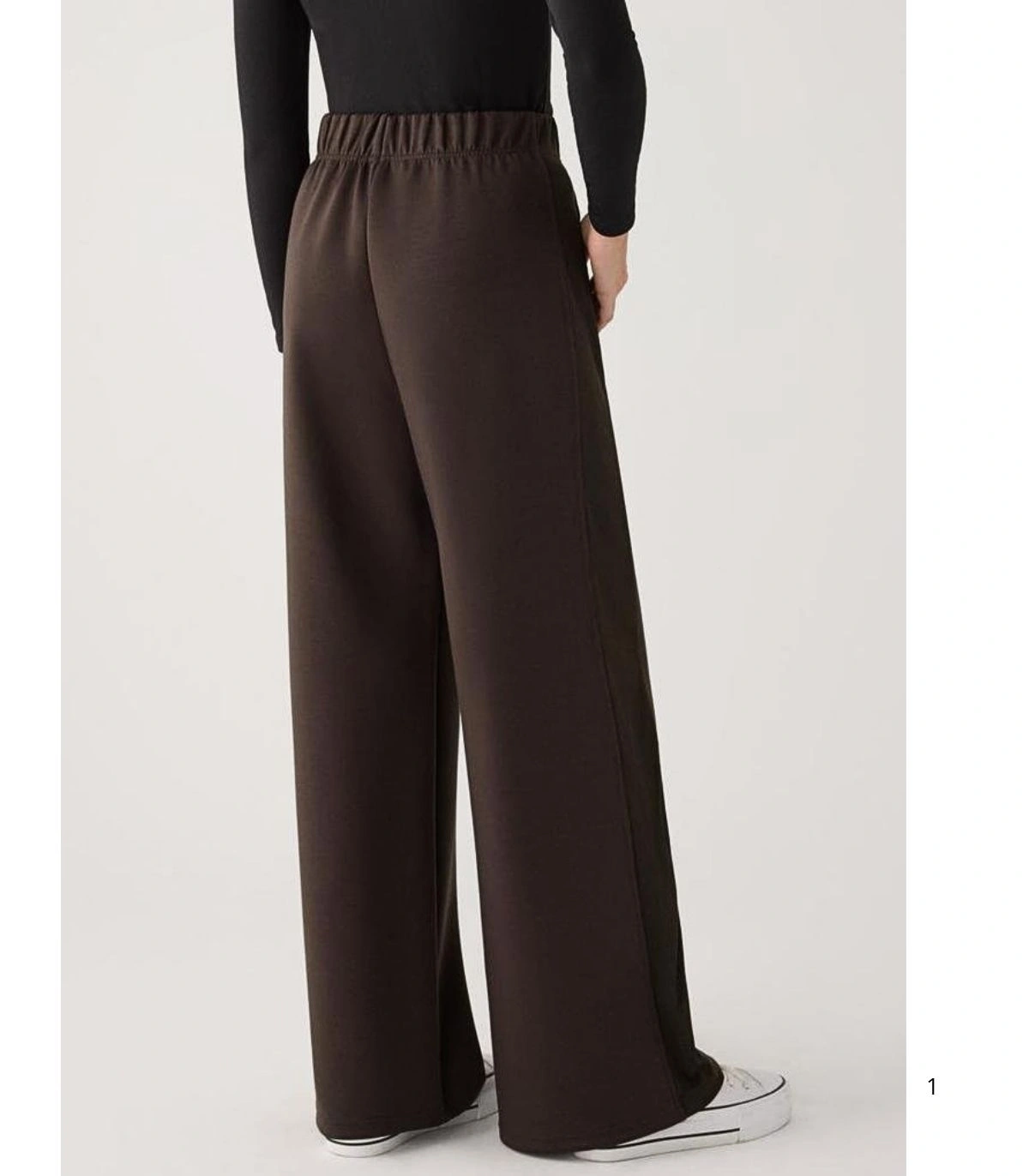 Pantalón Ancho Afelpado de Mujer con Tiro Alto en Color Marrón Ysabel Mora 70747