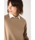 Jersey Textura Piqué de Mujer con Cuello Redondo y Manga Raglán en Color Camel Ysabel Mora 70750