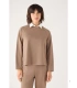 Jersey Textura Piqué de Mujer con Cuello Redondo y Manga Raglán en Color Camel Ysabel Mora 70750