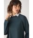 Jersey Textura Piqué de Mujer con Cuello Redondo y Manga Raglán en Color Azul Ysabel Mora 70750