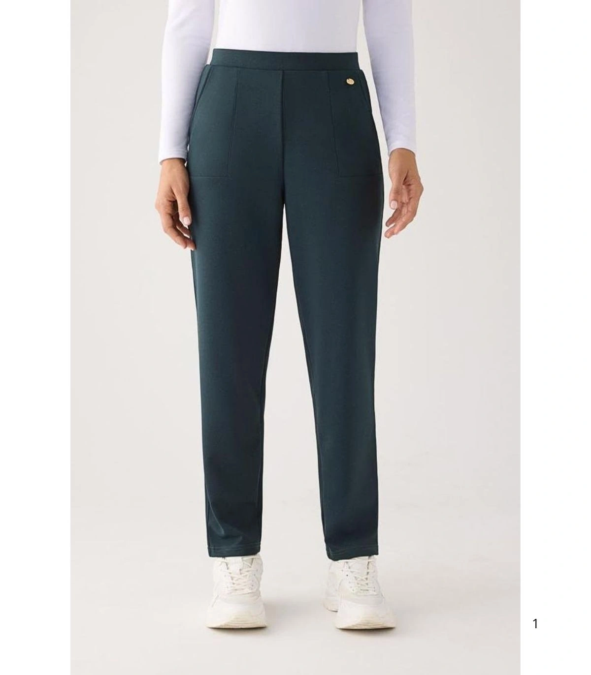 Pantalón Slim de Mujer con Textura Piqué, Tiro Alto en Color Azul Ysabel Mora 70752
