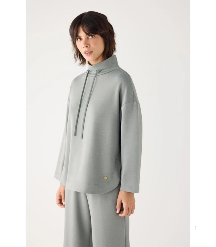 Jersey Afelpado de Mujer con Cuello Alto Color Azul Ysabel Mora 70753