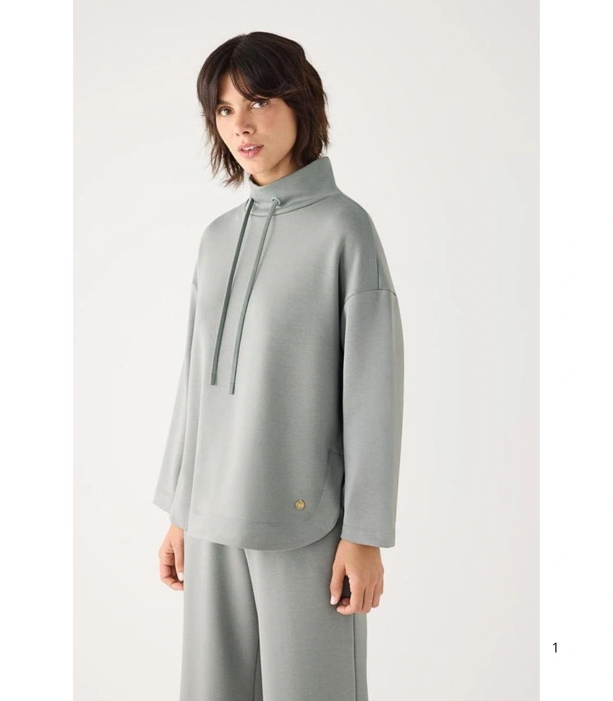 Jersey Afelpado de Mujer con Cuello Alto Color Azul Ysabel Mora 70753