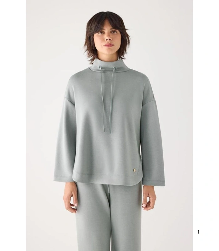 Jersey Afelpado de Mujer con Cuello Alto Color Azul Ysabel Mora 70753