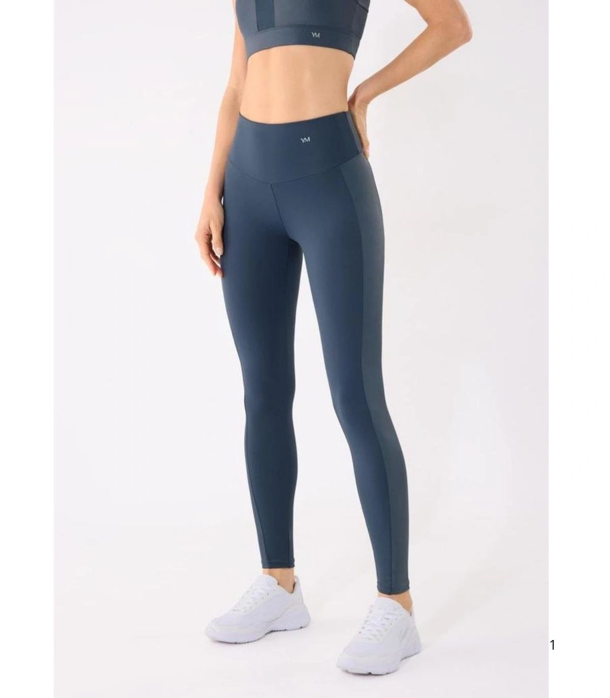 Leggings Deportivos Largos de Mujer con Tiro Alto y Banda Metalizada en Color Azul Ysabel Mora 70974