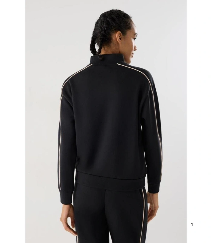 Sudadera Deportiva de Mujer con Cuello Perkins en Color Gris Marengo Ysabel Mora 70980