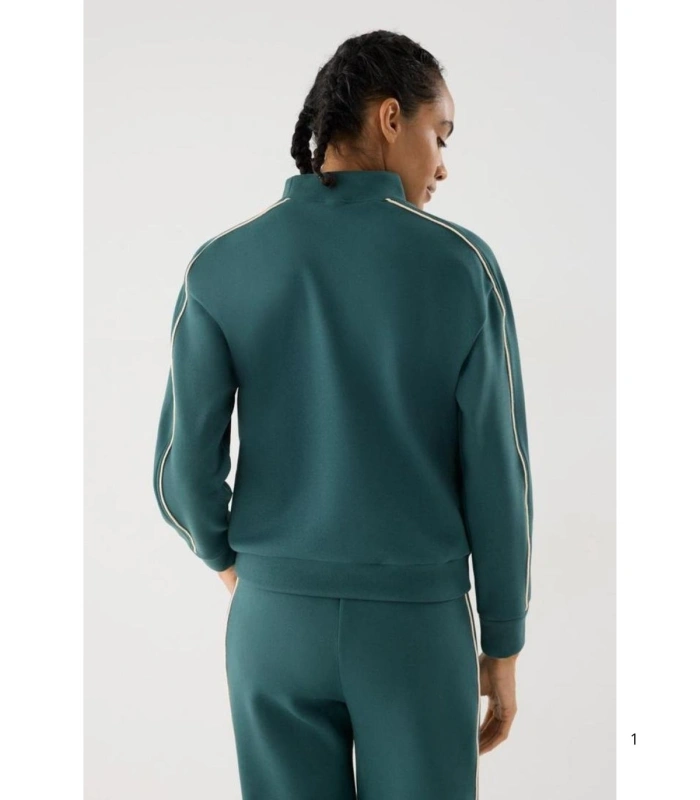 Sudadera Deportiva de Mujer con Cuello Perkins en Color Verde Ysabel Mora 70980