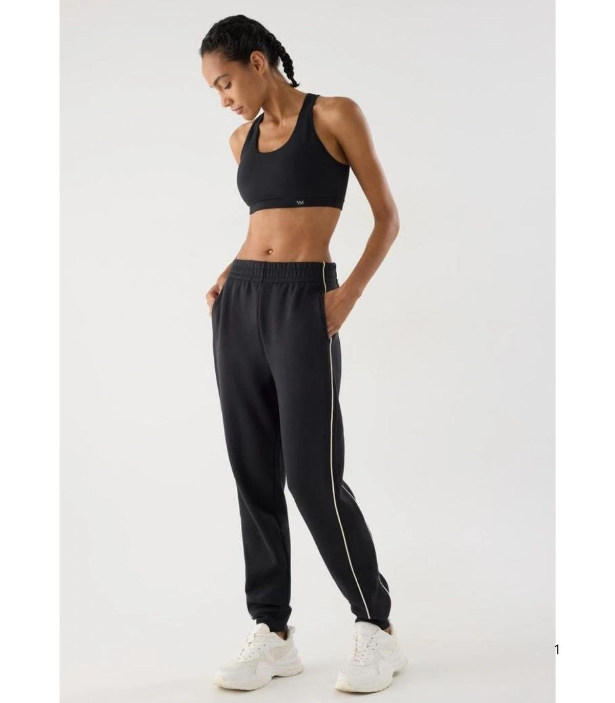 Pantalón Deportivo Jogger de Mujer con Tiro Alto con Bolsillos en Color Gris Marengo Ysabel Mora 70983