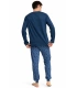 Pijama Hombre Peanuts Speed Club Azul Marino Manga Larga 100 % Algodón