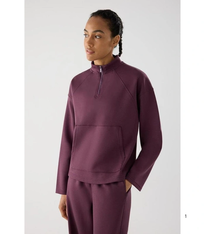 Sudadera Deportiva de Mujer con Bolsillo Canguro en Color Burdeos Ysabel Mora 70995