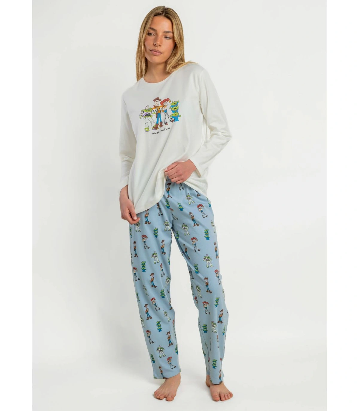 Pijama Mujer Toy Story 100% Algodón Manga Larga Azul