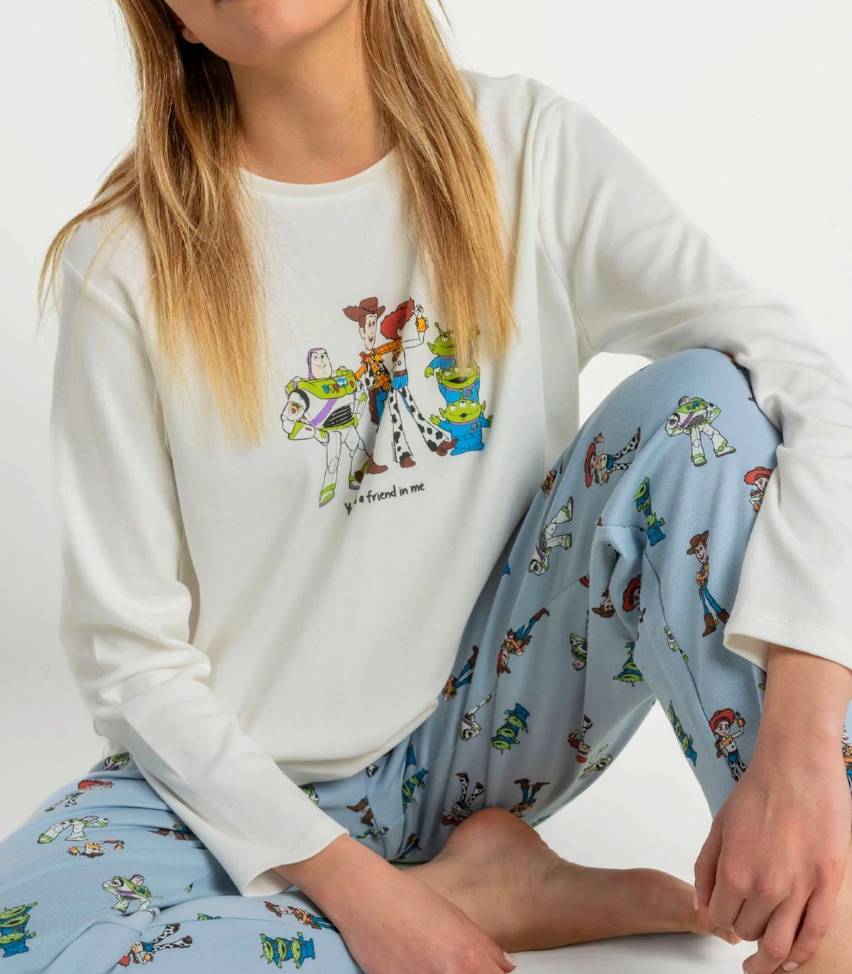 Pijama Mujer Toy Story 100% Algodón Manga Larga Azul