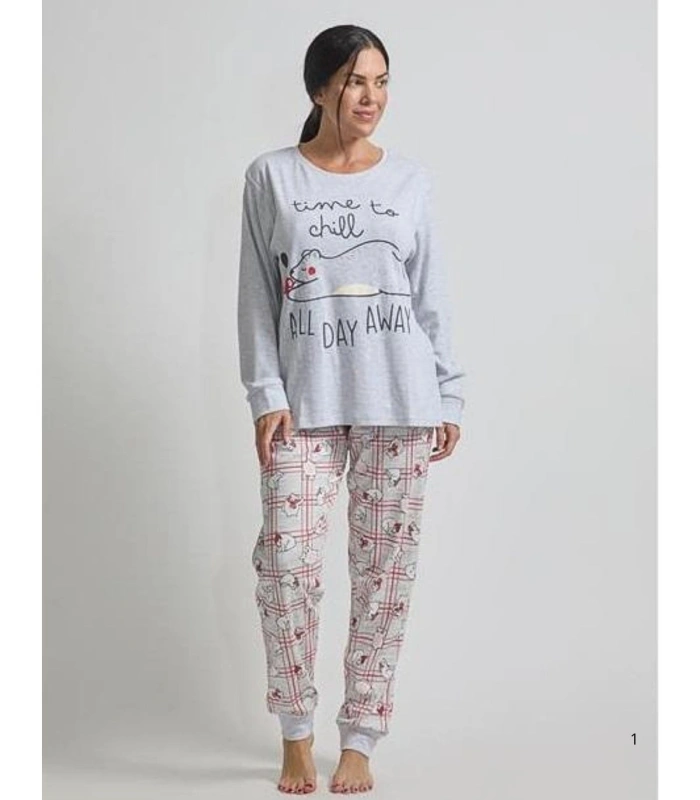 Pijama de Mujer en Algodón Interlock de Manga Larga Diassi Woman 25208975