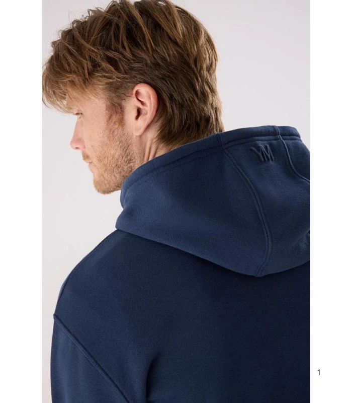 Sudadera Deportiva de Hombre Afelpada con  Bolsillo Canguro en Color Azul Marino Ysabel Mora 75000