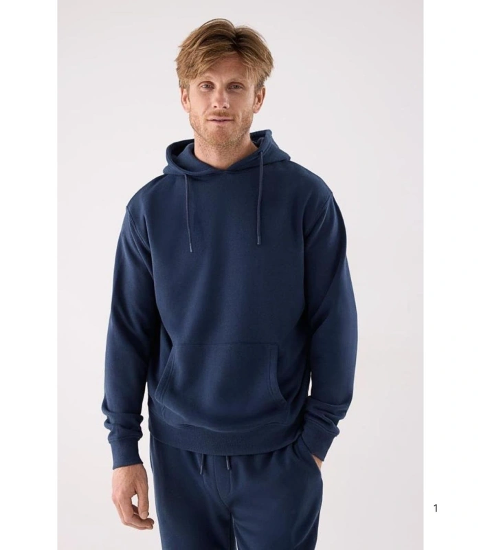 Sudadera Deportiva de Hombre Afelpada con  Bolsillo Canguro en Color Azul Marino Ysabel Mora 75000