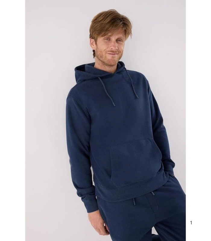 Sudadera Deportiva de Hombre Afelpada con  Bolsillo Canguro en Color Azul Marino Ysabel Mora 75000
