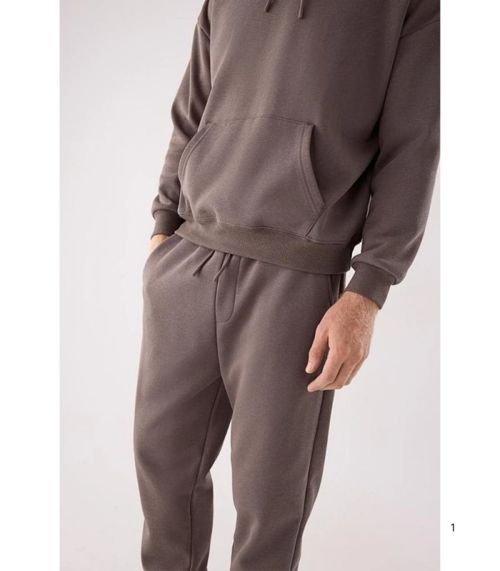 Chándal Deportivo de Hombre Afelpado con Sudadera Pantalón Jogger en Color Marrón Ysabel Mora75003