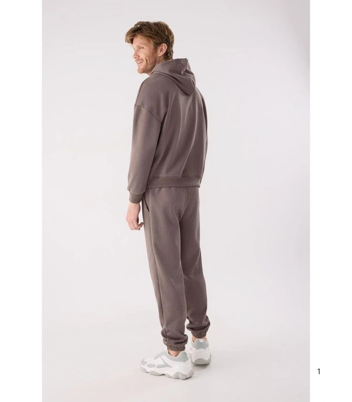 Chándal Deportivo de Hombre Afelpado con Sudadera Pantalón Jogger en Color Marrón Ysabel Mora75003
