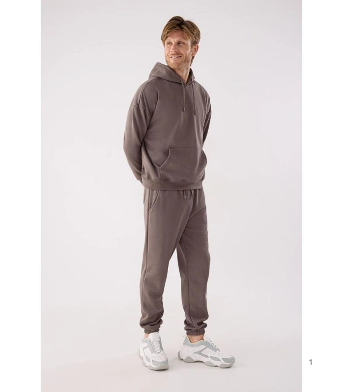 Chándal Deportivo de Hombre Afelpado con Sudadera Pantalón Jogger en Color Marrón Ysabel Mora75003