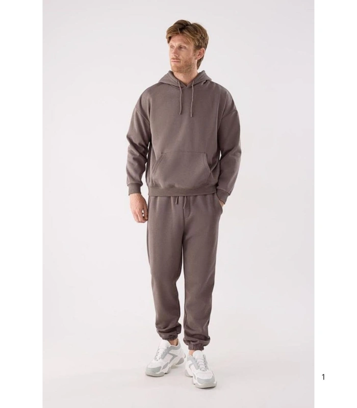 Chándal Deportivo de Hombre Afelpado con Sudadera Pantalón Jogger en Color Marrón Ysabel Mora75003