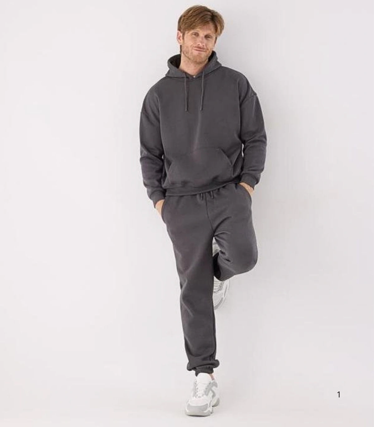 Chándal Deportivo de Hombre Afelpado con Sudadera Pantalón Jogger en Color Marrón Ysabel Mora75003