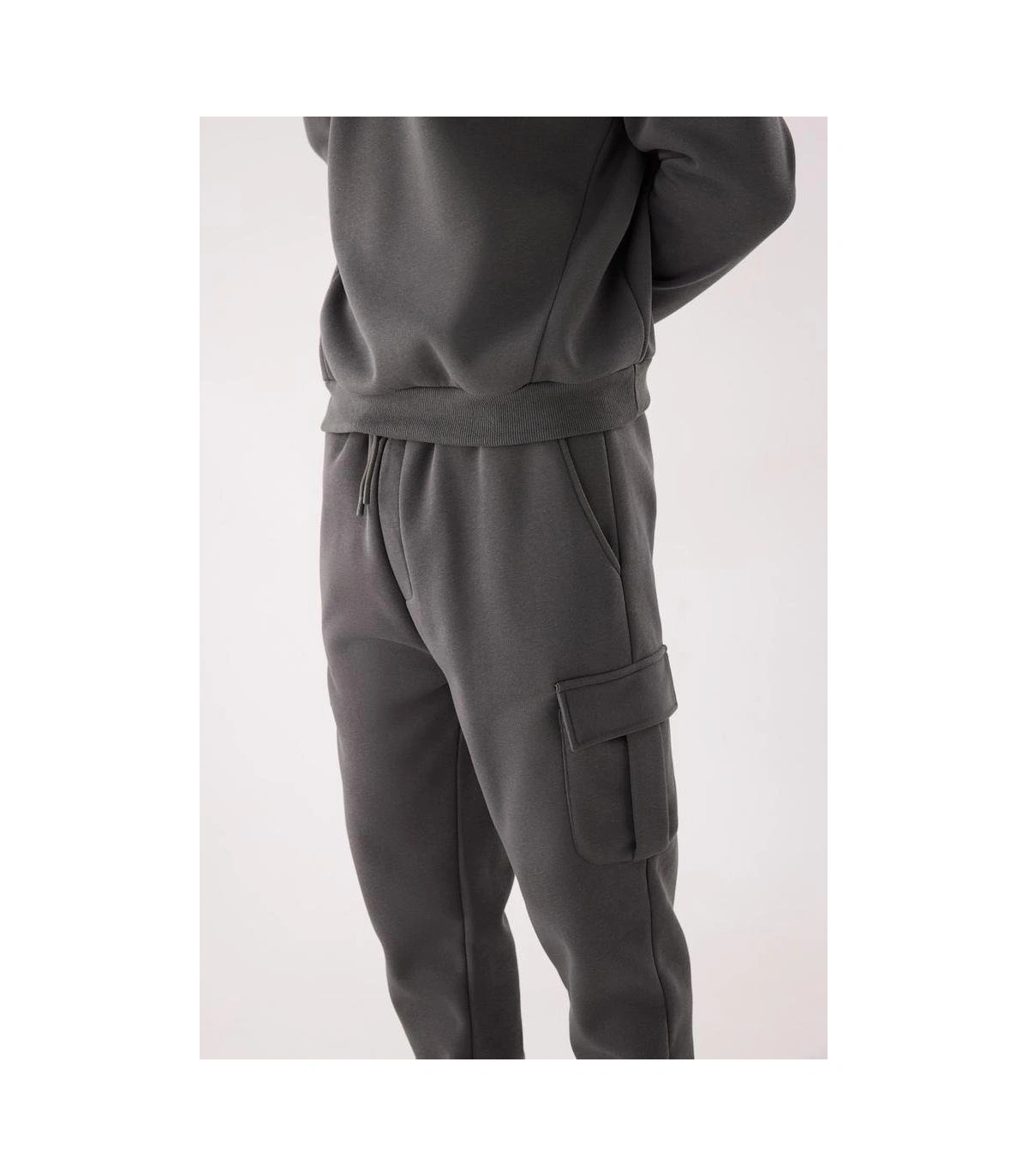 Chándal Deportivo de Hombre Afelpado con Sudadera y Pantalón Jogger en Color Gris Antracita Ysabel Mora 75004