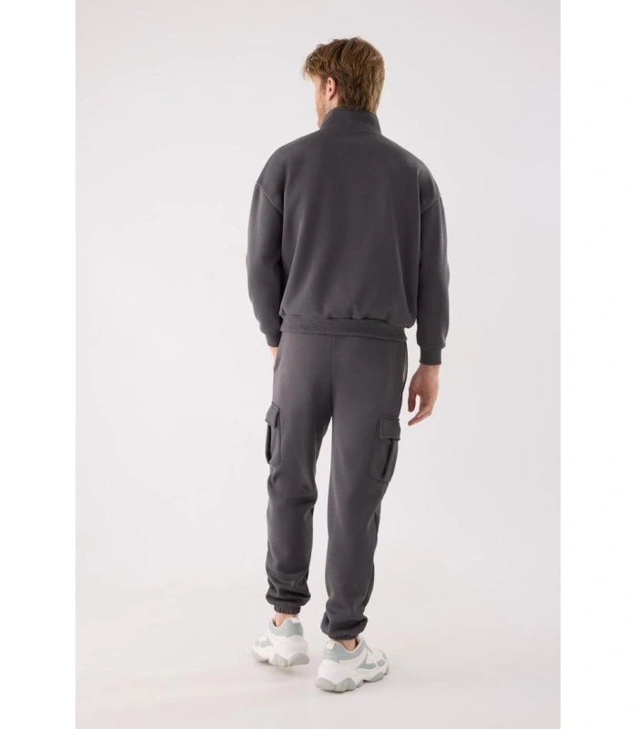 Chándal Deportivo de Hombre Afelpado con Sudadera y Pantalón Jogger en Color Gris Antracita Ysabel Mora 75004