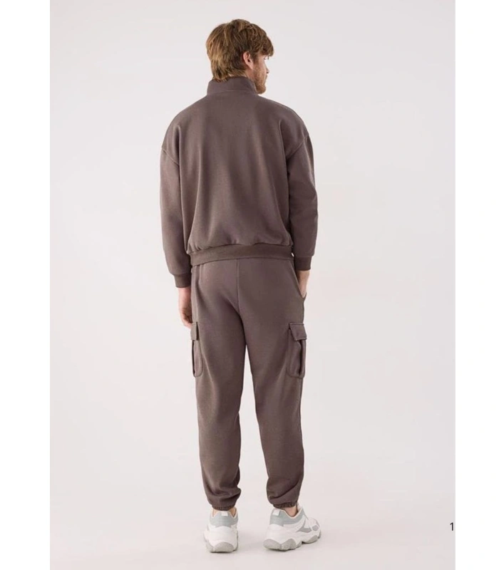 Chándal Deportivo de Hombre Afelpado con Sudadera y Pantalón Jogger en Color Marrón Ysabel Mora 75004