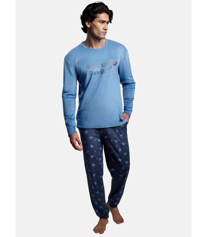 Pijama Largo de Hombre en Terciopelo "Wake Up Dormilón" Muydemi 26450