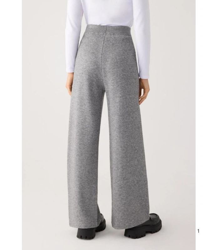 Pantalón Ancho Cálido de Tiro Alto Para Mujer Color Gris Ysabel Mora 70727