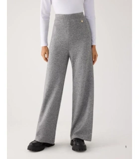 Pantalón Ancho Cálido de Tiro Alto Para Mujer Color Gris Ysabel Mora 70727