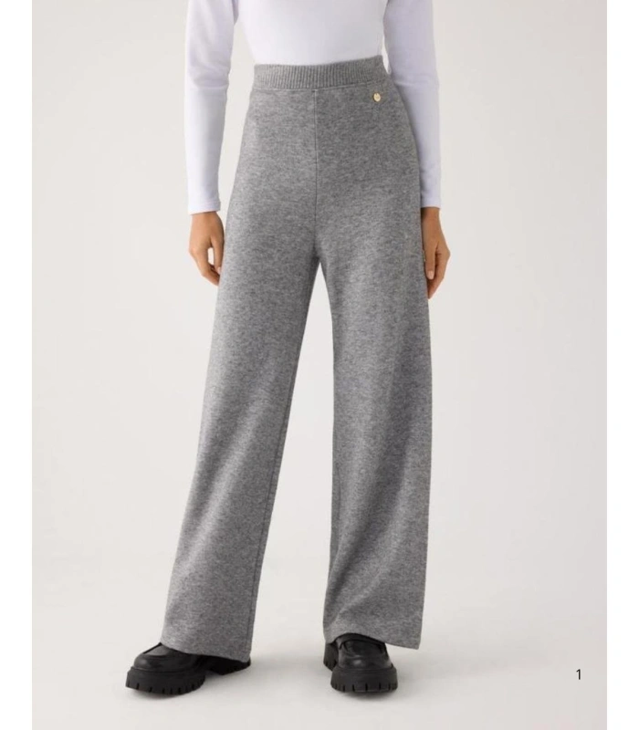 Pantalón Ancho Cálido de Tiro Alto Para Mujer Color Gris Ysabel Mora 70727
