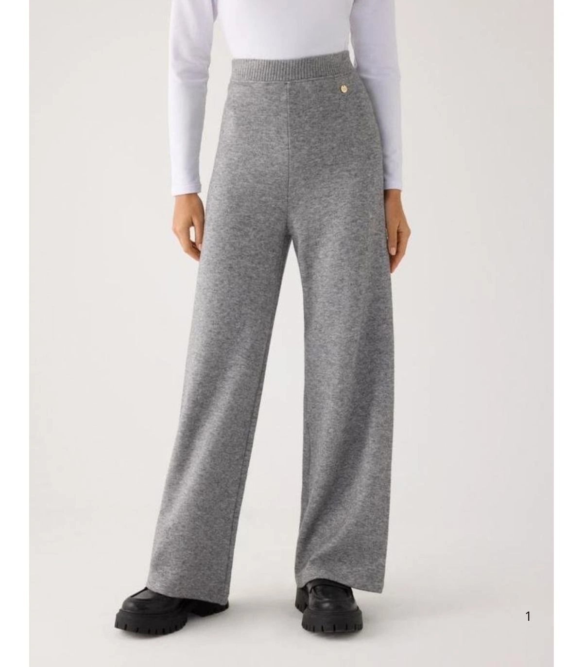 Pantalón Ancho Cálido de Tiro Alto Para Mujer Color Gris Ysabel Mora 70727