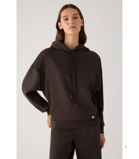 Sudadera Afelpada de Mujer con Capucha en Color Marrón Ysabel Mora 70745