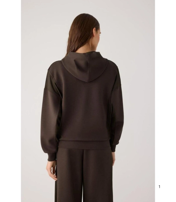 Sudadera Afelpada de Mujer con Capucha en Color Marrón Ysabel Mora 70745