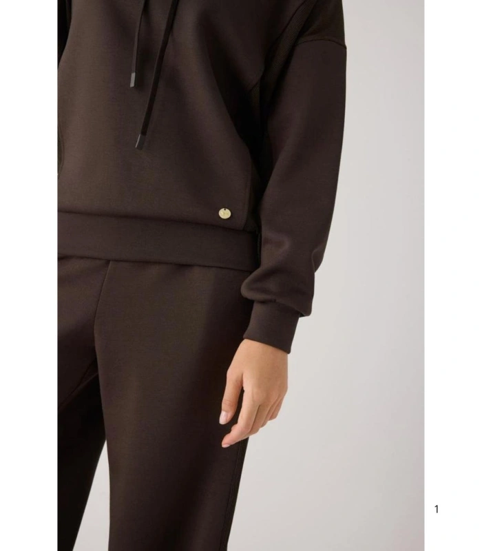 Sudadera Afelpada de Mujer con Capucha en Color Marrón Ysabel Mora 70745