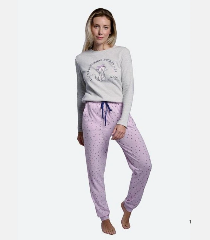 Pijama de Mujer en Tejido Calentito Interlock, Bolsillos y Puños Ysabel Mora Ref. 26227