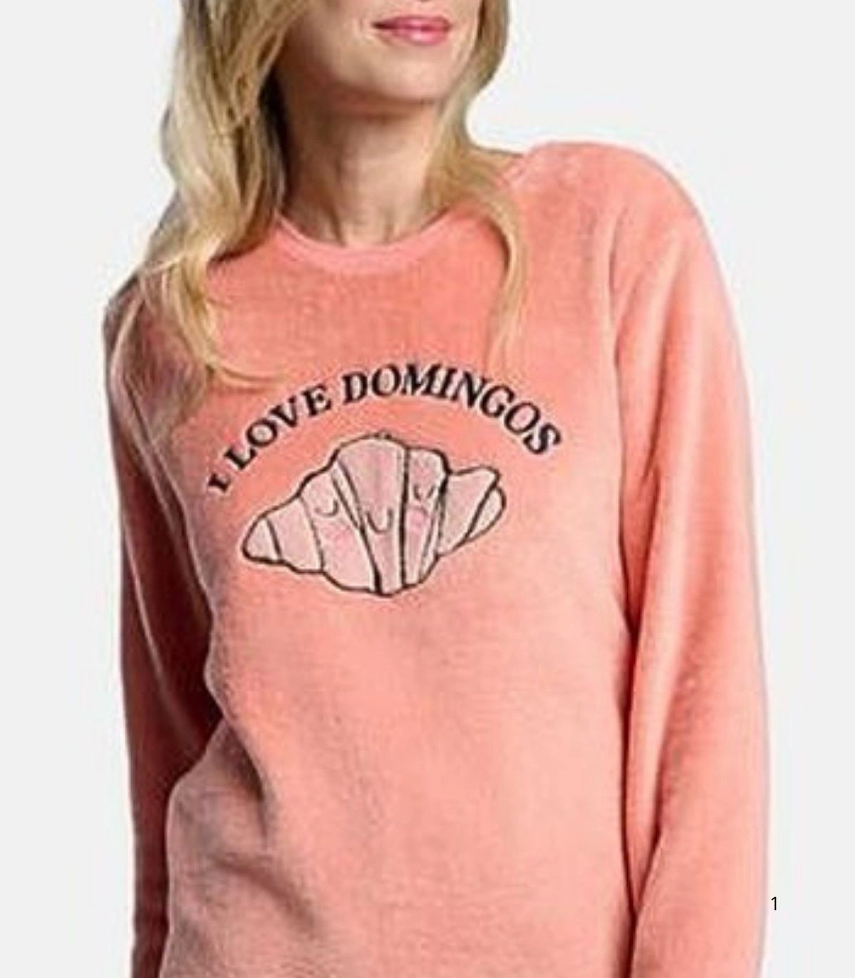 Pijama de Mujer en Coralina Ultrasuave de Manga Larga "I Love Domingos" Ysabel Mora 26236