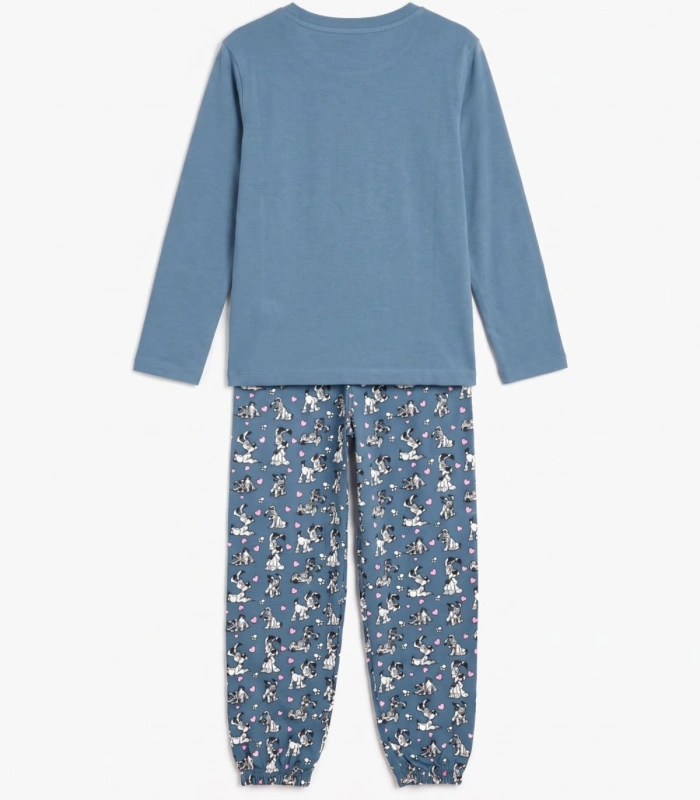 Pijama Niña Astérix Idefix Azul Manga Larga 100% Algodón