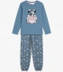 Pijama Niña Astérix Idefix Azul Manga Larga 100% Algodón