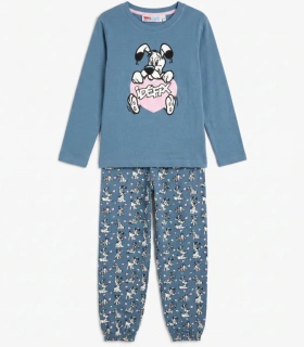 Pijama Niña Astérix Idefix Azul Manga Larga 100% Algodón