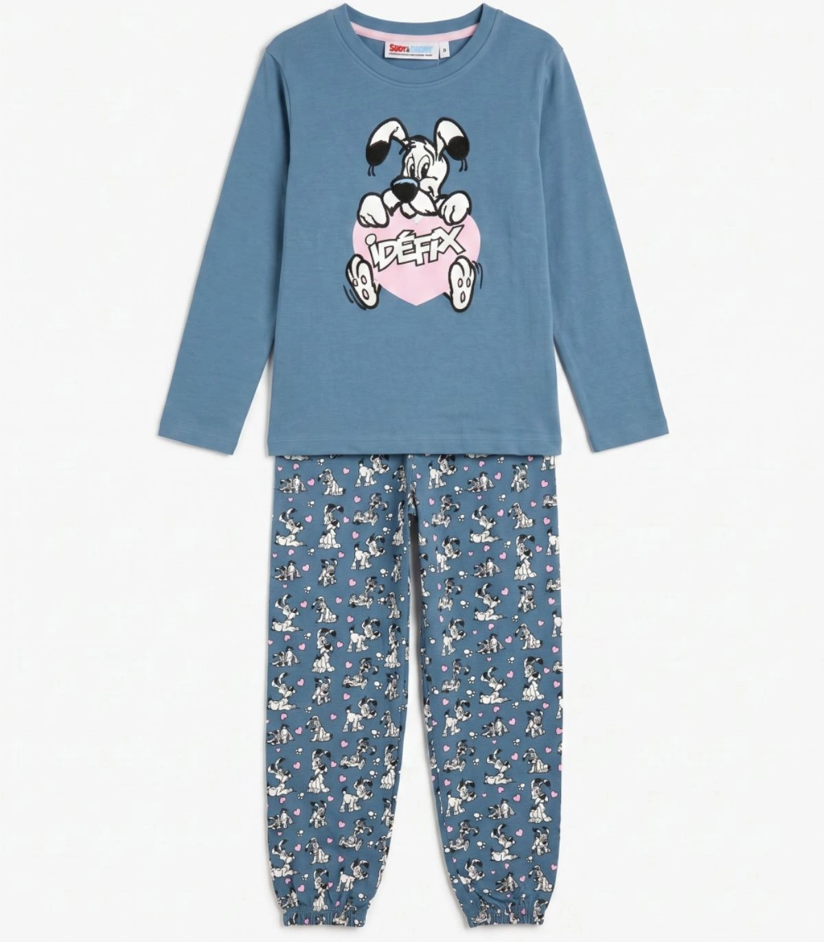 Pijama Niña Astérix Idefix Azul Manga Larga 100% Algodón