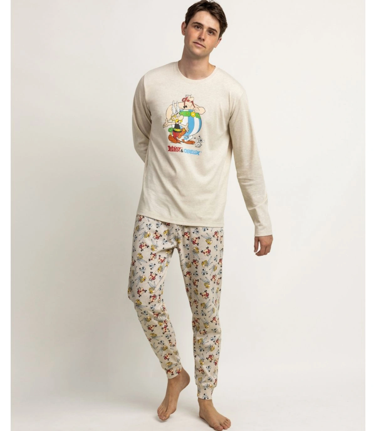 Pijama Hombre Astérix Le Copains Beige Manga Larga